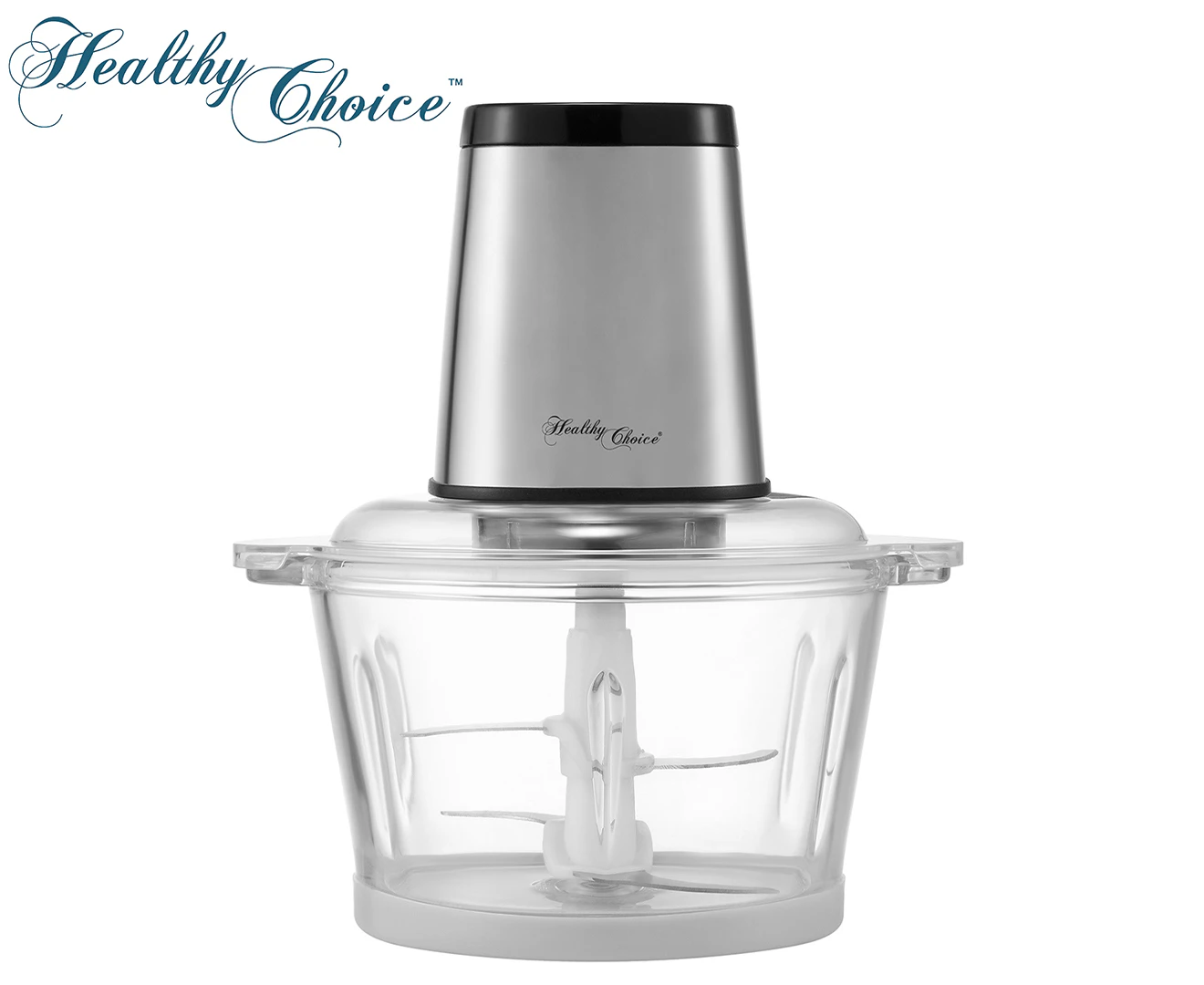 Healthy Choice Large Powerful Food Chopper Electric SS w/ 2L Glass Bowl 300W