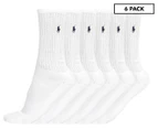 Polo Ralph Lauren Men's Size US 10-13 Rib Crew Socks 6-Pack - White
