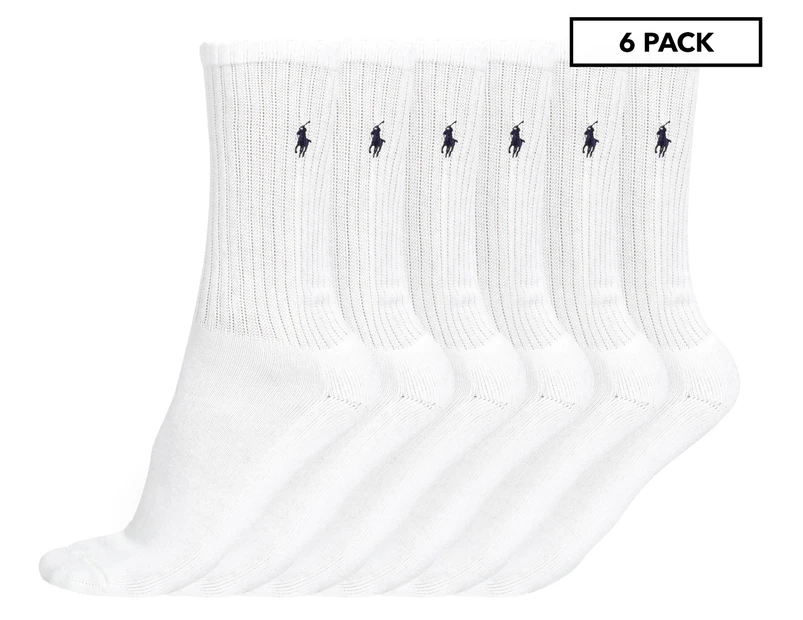 Polo Ralph Lauren Men's Size US 10-13 Rib Crew Socks 6-Pack - White |  