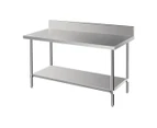 Vogue Premium Stainless Steel Table with Splashback 1500mm DA340 Prep Benches - Stainless Steel