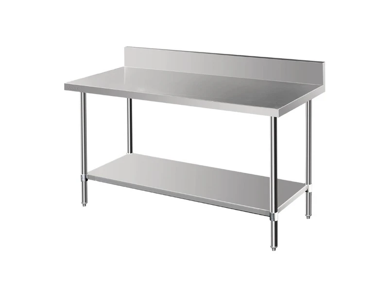 Vogue Premium Stainless Steel Table with Splashback 1500mm DA340 Prep Benches - Stainless Steel