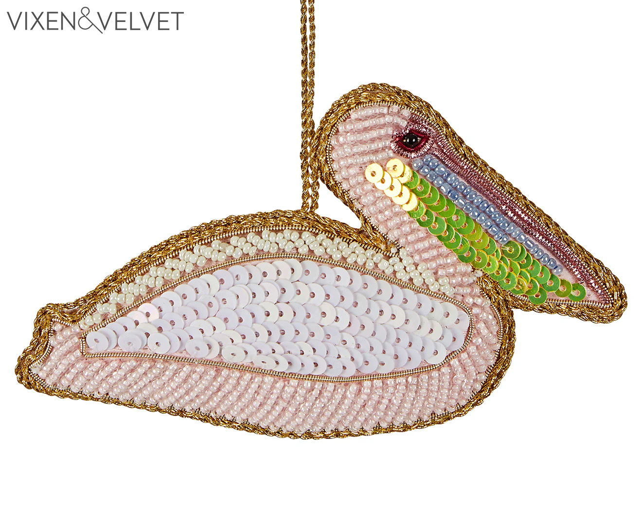 Vixen & Velvet Pelican Sequin Hanging Decoration - Pink