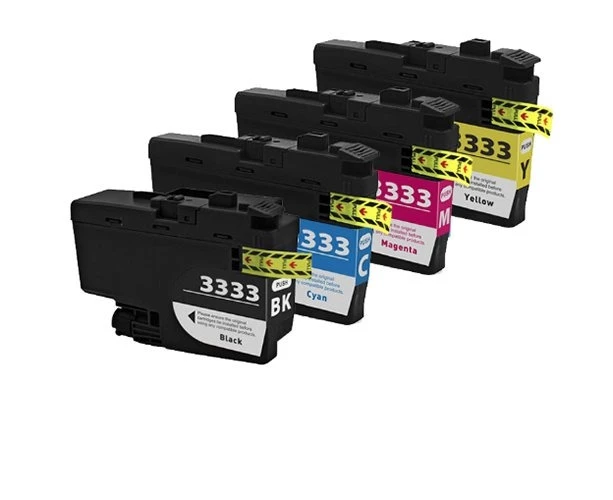 4 Pack Brother LC-3333 LC3333 Generic High Yield Ink Cartridge Combo [1BK, 1C, 1M, 1Y]