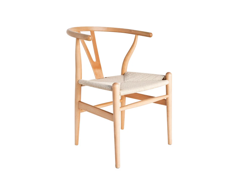 Replica Hans Wegner Wishbone Chair - Beech - Natural Frame + Natural Seat - Set of 2