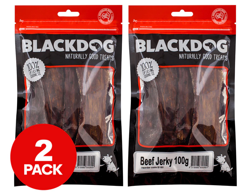 2 x Blackdog Beef Jerky Dog Treats 100g