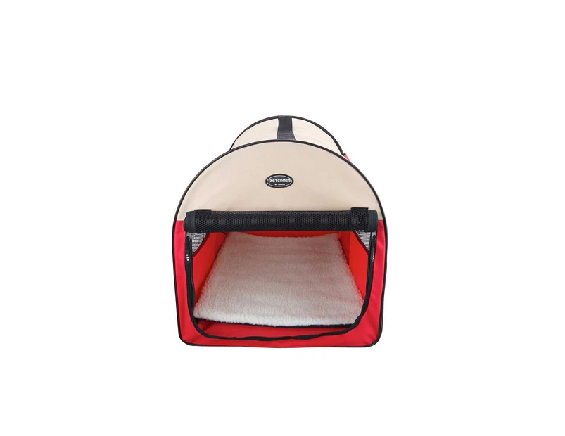 Portable Soft Collapsible Dog Cat Crate Travel Kennel For Indoor And Outdoor Red-Medium Size