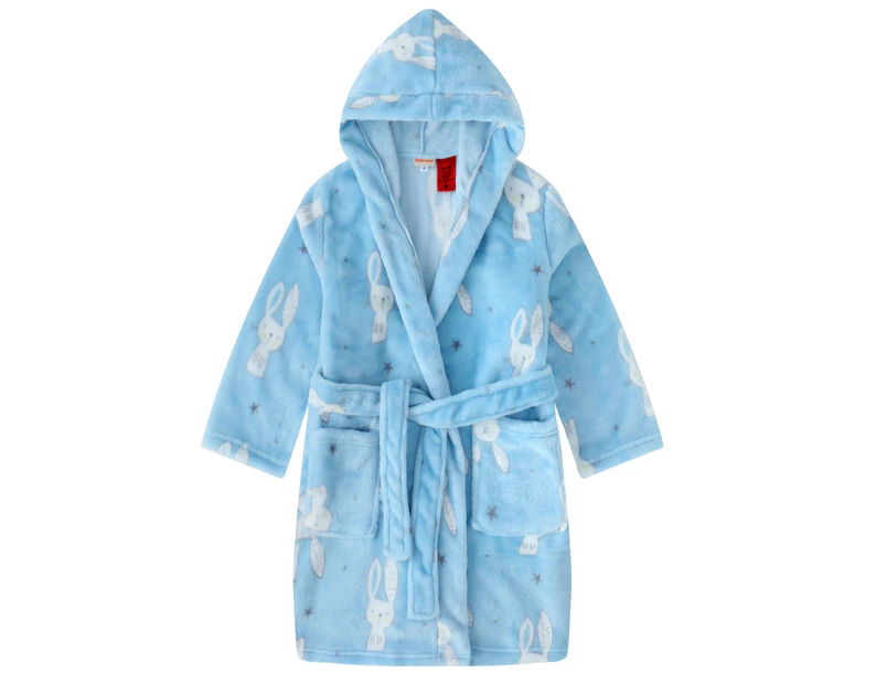 JUNIOR KIDS BLUE BUNNY HOODED DRESSING GOWN