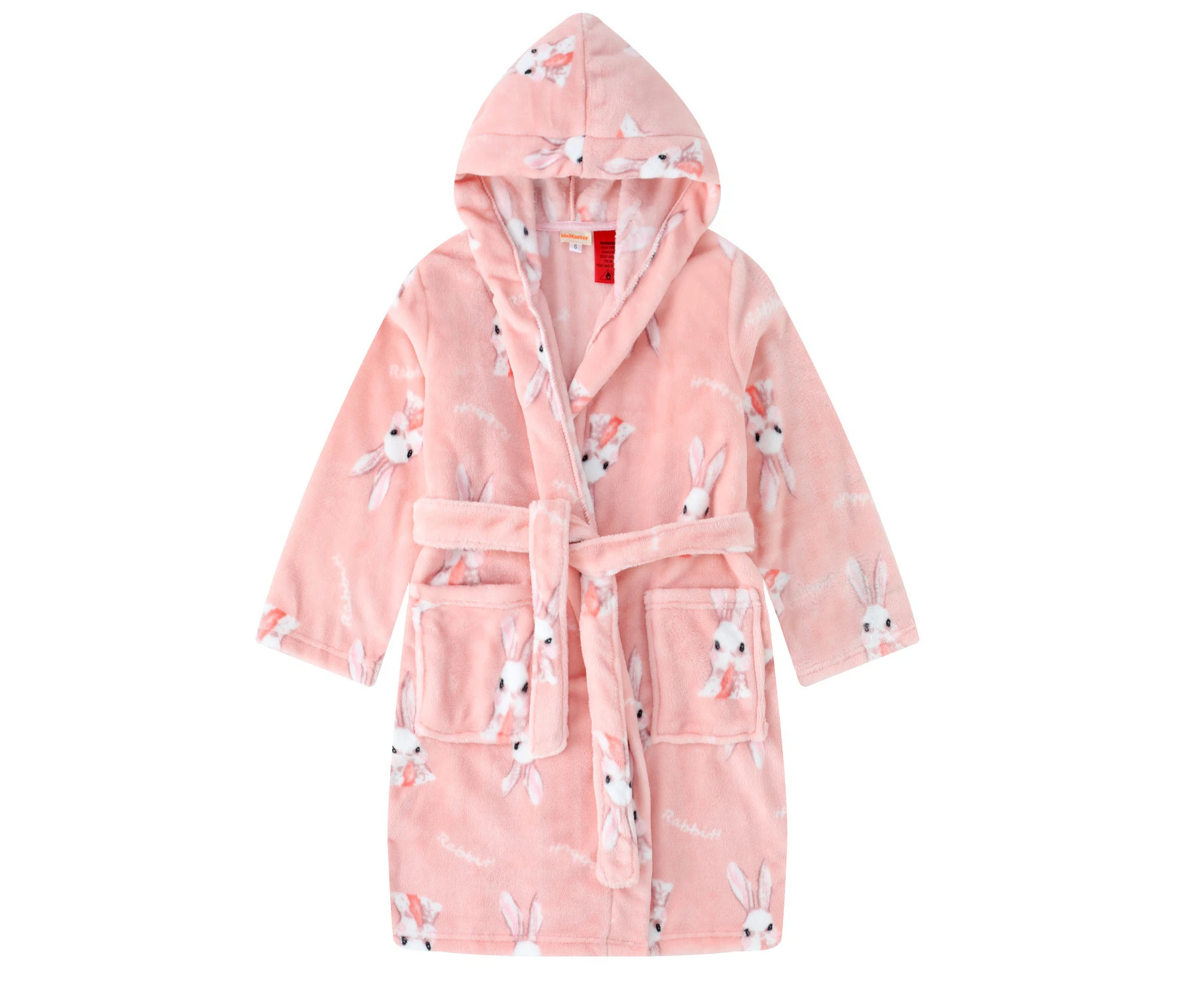 OLDER KIDS PINK BUNNY HOODED DRESSING GOWN