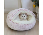 Plush Cushioned Hooded Pet Bed - Grey