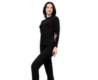 Amoretu Womens Soft Thermal Underwear Set Plush Lined Half Turtleneck-Black