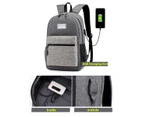gray-Oxford Cloth Laptop Bag Backpack Travel Bag With External USB Charging Port For 13 Inch Laptop Tablet