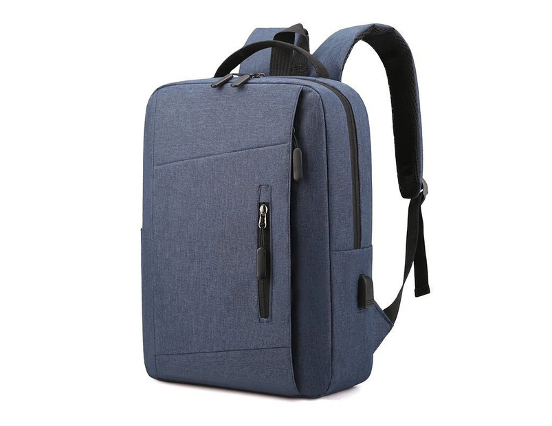 blue-16 inch Leisure Backpack Laptop Bag Male Outdoors Travel Shoulders Storage Bag with USB Charging Schoolbag