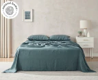 Natural Home 100% European Flax Linen Sheet Set - Washed Blue