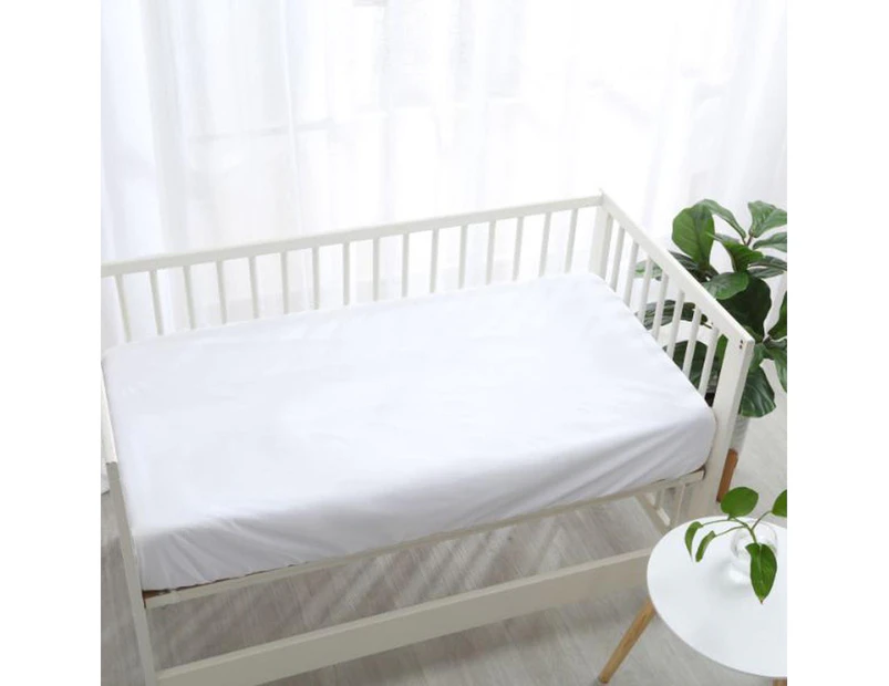 Soft Waterproof Cot Mattress Protector Boori Fitted Sheet (White)