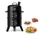 Costway 3-IN-1 Barbecue Smoker Outdoor BBQ Grill Offset Portable Charcoal Roaster Picnic Camping Party
