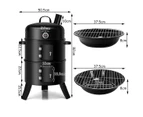 Costway 3-IN-1 Barbecue Smoker Outdoor BBQ Grill Offset Portable Charcoal Roaster Picnic Camping Party