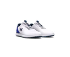Under Armour Charged Medal Spikeless Wide (E) Golf Shoes - White/Academy -  Mens Synthetic