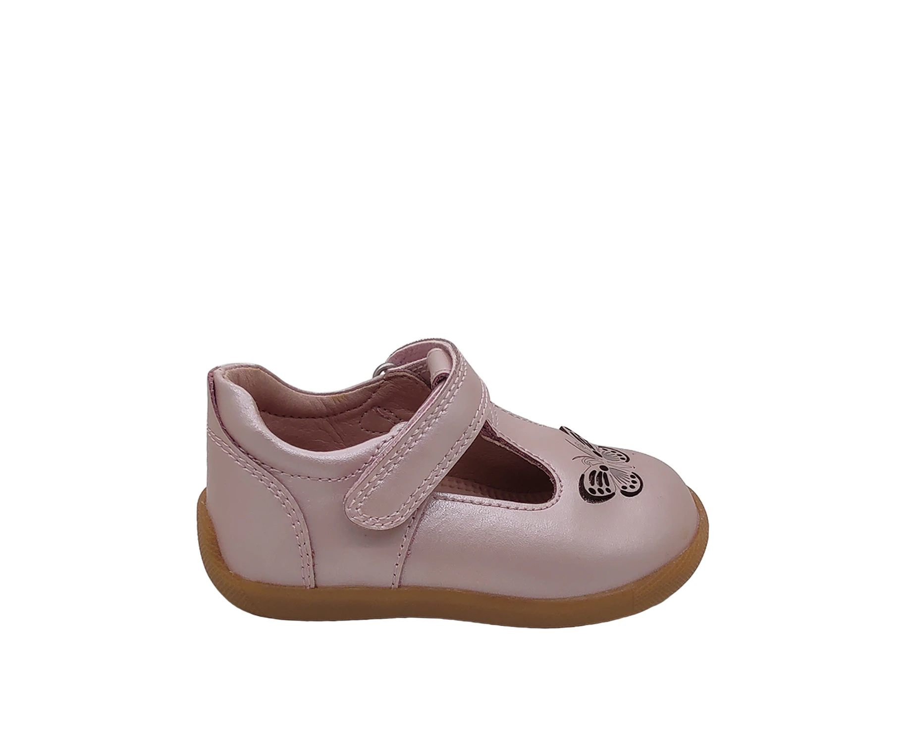 Surefit Haley Little Girls Mary Jane Leather Upper Cute Butterfly Glitter Design - Pink