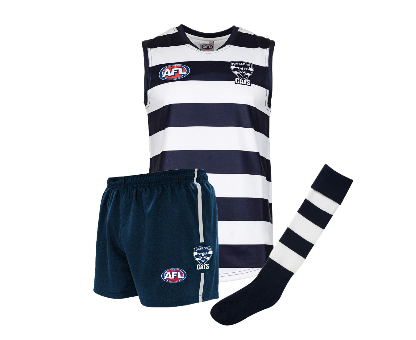 Geelong Cats Junior Youths Kids AFL Auskick Playing Pack Jumper Guernsey Shorts Socks