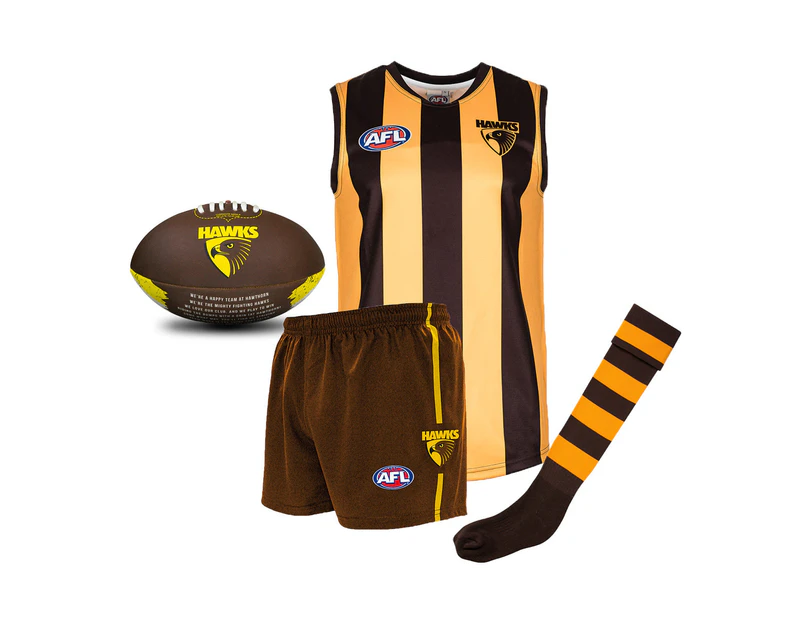 Hawthorn Hawks AFL Footy Junior Youths Kids Auskick Playing Pack with Football