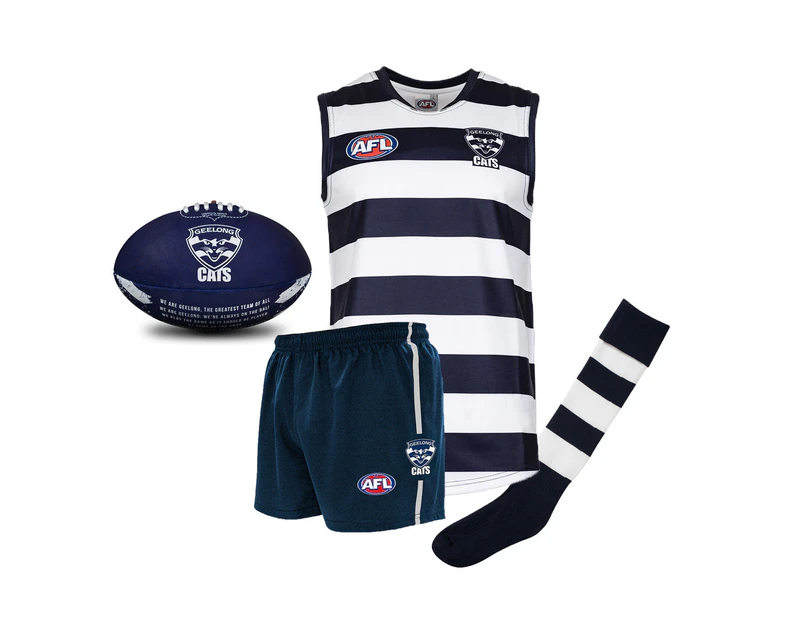 Geelong Cats AFL Footy Junior Youths Kids Auskick Playing Pack with Football