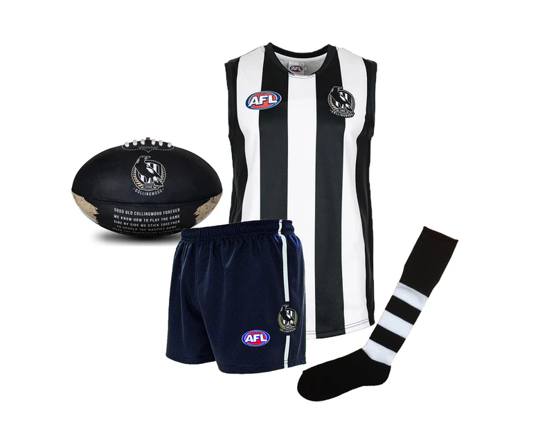 Collingwood Magpies AFL Footy Junior Youths Kids Auskick Playing Pack with Football