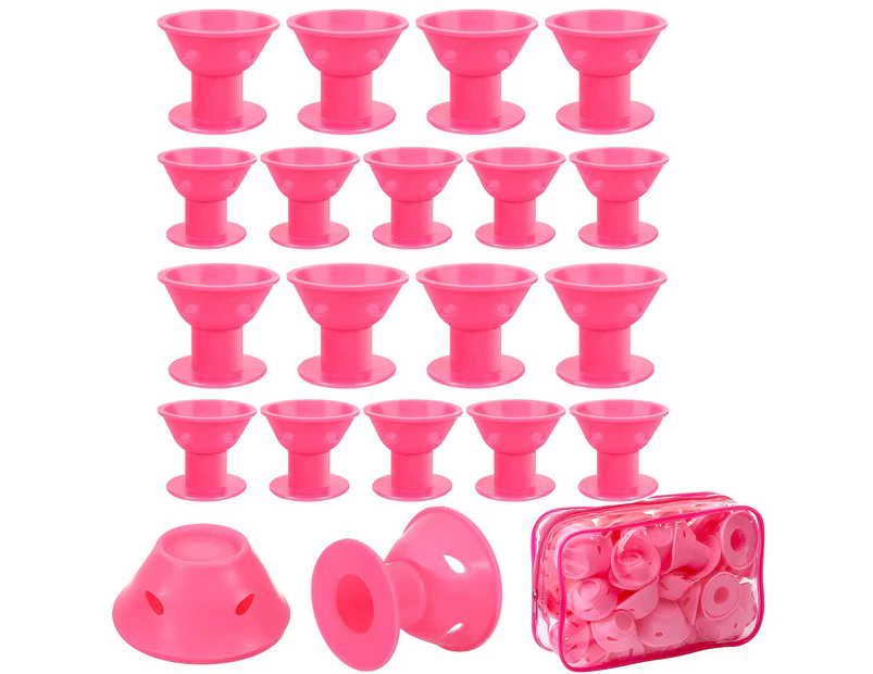 Magic Hair Curlers Silicone Roller 30pcs DIY No Clip Heatless Styling Tools  – Pink .au