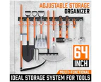 HORUSDY 64 Inch Adjustable Garden Storage System,Wall Mount Tool Organizer,Tool Hangers for Mop and Broom Holder Shovel, Rake, Broom,Mop Holder,Etc.