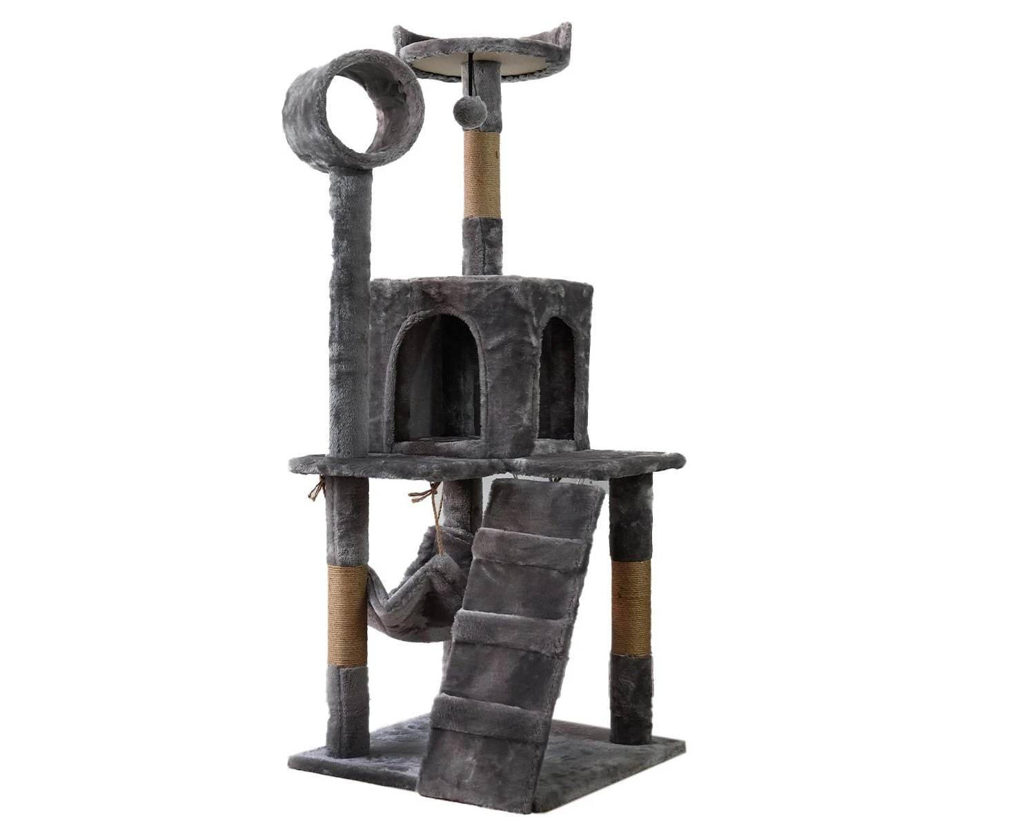 Furtastic 135cm Cat Tree Scratching Post - Dark Grey