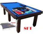 8FT Pool Table Billiards Snooker Table 6 Legs Leather Pockets With Full Size Table Tennis Top