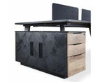 ARTO 4 people Back to Back Workstation 4 Cabinets 2.4M - Warm Oak & Black