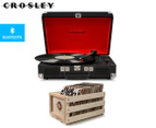 Crosley Cruiser Bluetooth Portable Turntable & Record Storage Crate Bundle
