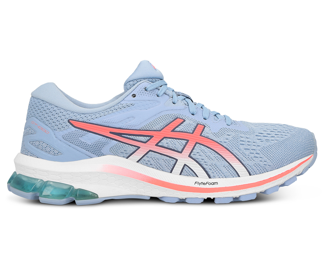 ASICS Women's GT-1000 10 Running Shoes - Soft Sky/Blazing Coral | Catch ...