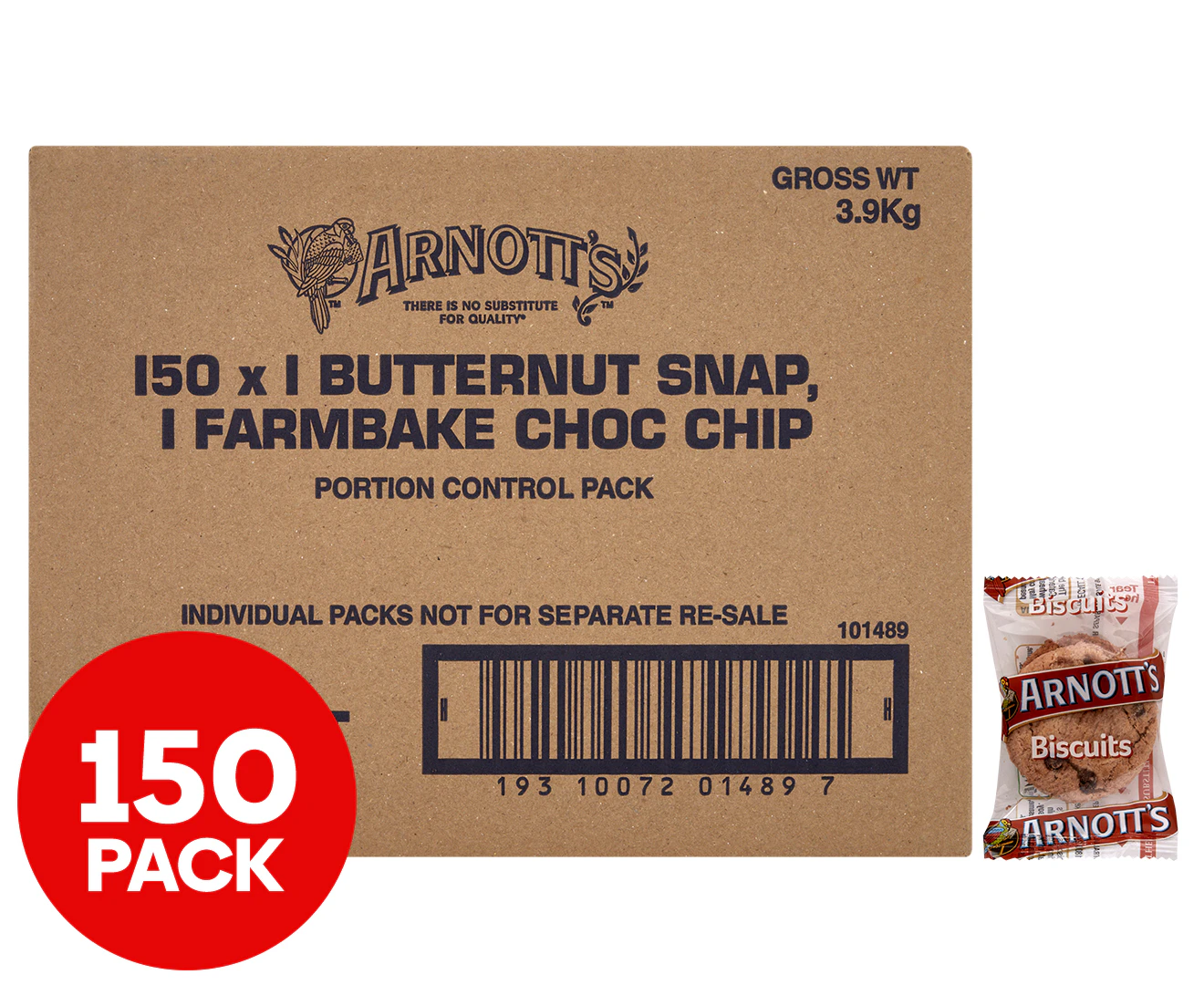 150 x Arnott's Butternut Snap Biscuits & Farmbake Choc Chip Cookies 24.4g