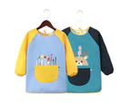 Bassion 2Pcs Art Smock for Kids School Cute Painting Waterproof Aprons with Pockets-C