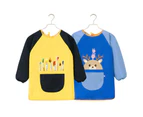 Bassion 2Pcs Art Smock for Kids School Cute Painting Waterproof Aprons with Pockets-B