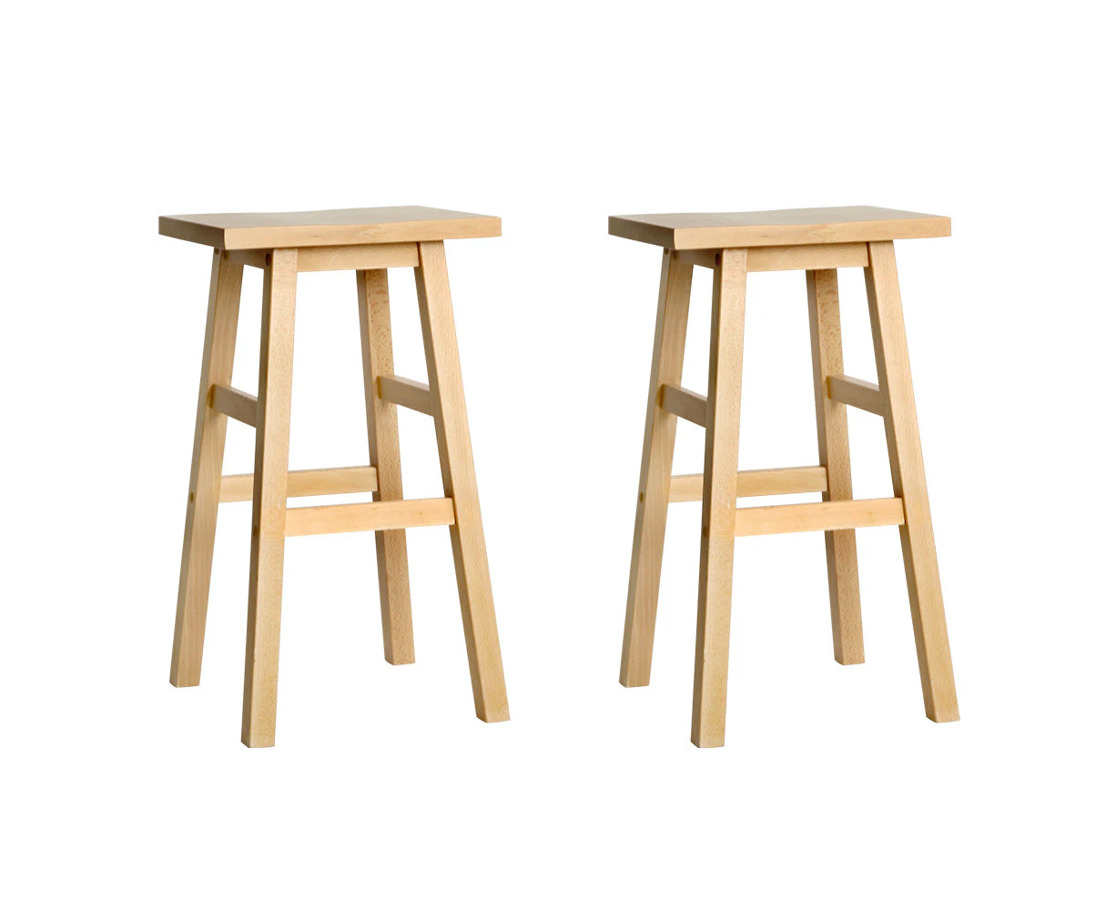 Artiss Set of 2 Beech Wood Bar Stools - Natural