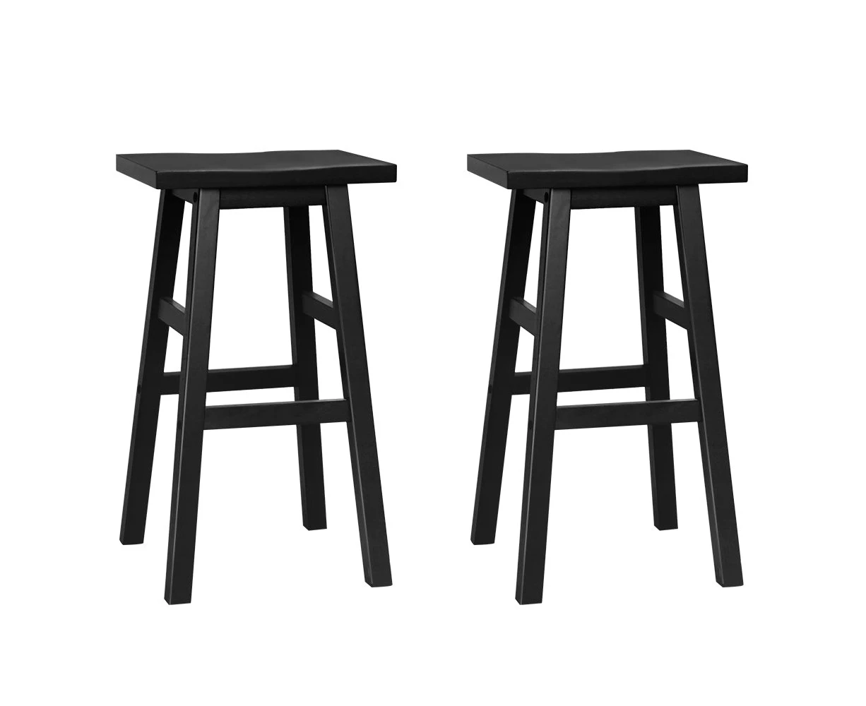 Artiss Set of 2 Beech Wood Bar Stools - Black