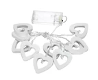 C75 1.5m 10LED Valentiness Day Decor White Wood Heart Shape Light String