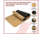 Natural Cork TPE Yoga Mat Sports Eco Friendly Exercise Fitness Gym Pilates