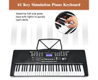 Costway 61 Lighted Keys Electronic Piano Keyboard Digital Piano w/Music Holder & Stool,50 Demos,USB Port