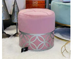 Handmade cute round velvet ottoman in baby pink colour