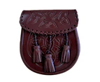 Celtic Embossed Sporran Brown Traditional Scottish Leather Kilt Sporran