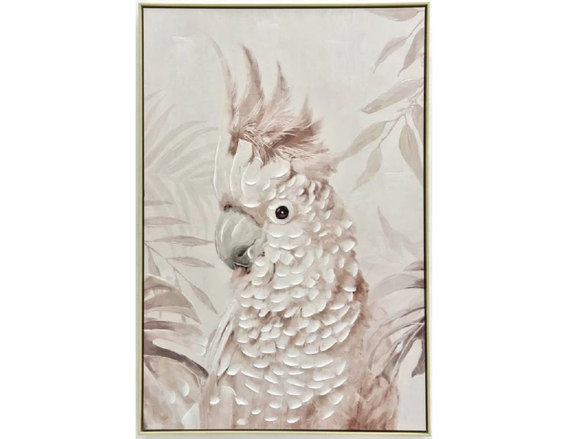 Wood Framed Cockatoo Canvas Painting Wall Art Picture Print Abstract 80x120cm