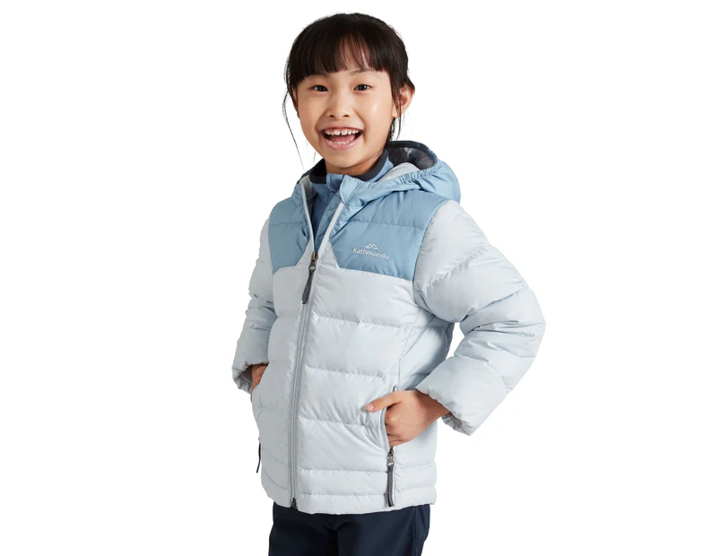 Kathmandu Epiq Kids Down Puffer Warm Outdoor Winter Jacket  Basic Jacket - Daydream/Bluehaze