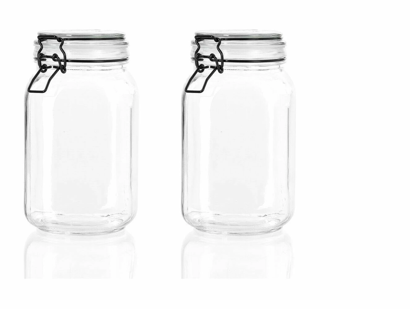 2x Clear Glass Jars Clip Candy Food Seasoning Condiment Storage Container 1.5L