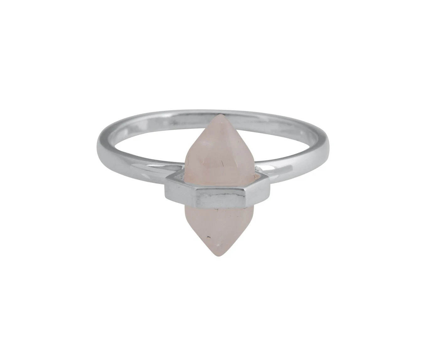 Bevilles Sterling Silver Oval Rose Quartz Stackable Ring