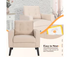 Giantex Modern Accent Armchair Upholstered Sofa w/Rubber Wood Legs & Pockets Home Office Armchair Beige