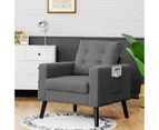 Giantex Modern Accent Armchair Upholstered Sofa w/Rubber Wood Legs & Pockets Home Office Armchair Grey