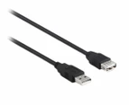 1m USB 2.0 AM/AF 28+24AWG Cable - Black